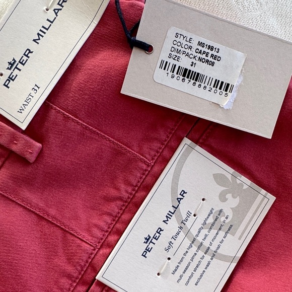 Peter Millar Bold Red Men's Flat Front Shorts - Picture 4 of 6